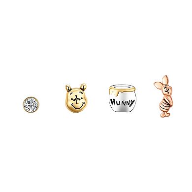 Disney's Winnie the Pooh Tri-Tone Cubic Zirconia Stud Earring Set