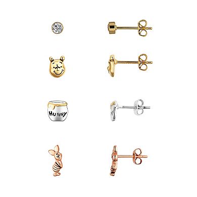 Disney's Winnie the Pooh Tri-Tone Cubic Zirconia Stud Earring Set