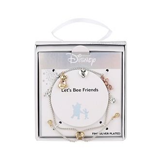 Disney's Winnie the Pooh Fine Silver Plated Cubic Zirconia Charm Bolo Bracelet