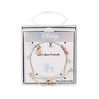Disney's Winnie the Pooh Fine Silver Plated Cubic Zirconia Charm Bolo Bracelet