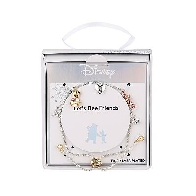 Disney s Winnie the Pooh Fine Silver Plated Cubic Zirconia Charm Bolo Bracelet
