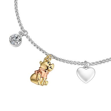 Disney's Winnie the Pooh Fine Silver Plated Cubic Zirconia Charm Bolo Bracelet