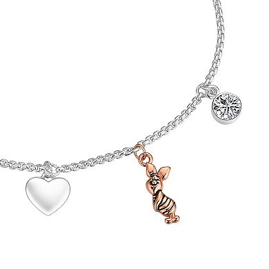 Disney's Winnie the Pooh Fine Silver Plated Cubic Zirconia Charm Bolo Bracelet