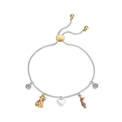 Disney's Winnie the Pooh Fine Silver Plated Cubic Zirconia Charm Bolo Bracelet