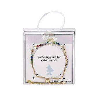 Disney's Minnie Mouse 14k Gold Flash Plated Multicolored Cubic Zirconia Tennis Bolo Bracelet
