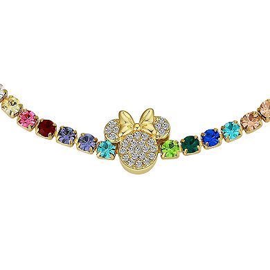 Disney's Minnie Mouse 14k Gold Flash Plated Multicolored Cubic Zirconia Tennis Bolo Bracelet