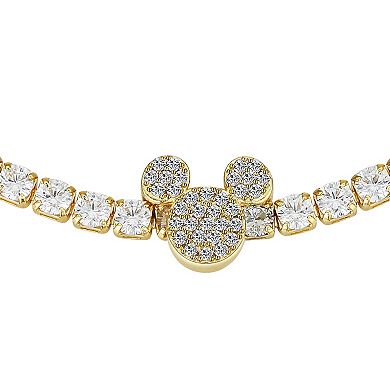 Disney's Mickey Mouse 14k Gold Flash Plated Cubic Zirconia Tennis Bolo Bracelet