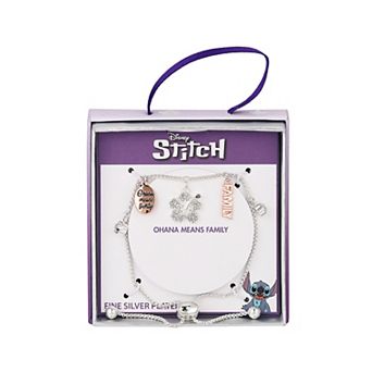Disney's Lilo & Stitch Fine Silver Plated Crystal Ohana Means Family Charm Bolo Bracelet