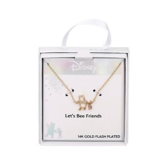 Disney's Winnie the Pooh 14k Gold Flash Plated Cubic Zirconia Necklace