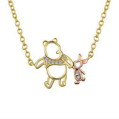 Disney's Winnie the Pooh 14k Gold Flash Plated Cubic Zirconia Necklace