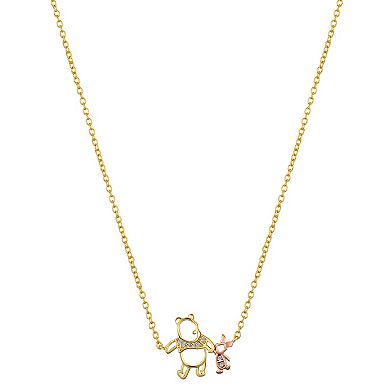 Disney's Winnie the Pooh 14k Gold Flash Plated Cubic Zirconia Necklace