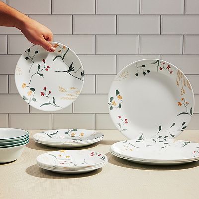 Corelle Wildflower Scatter 12 Piece Glass Dinnerware Set Service for 4