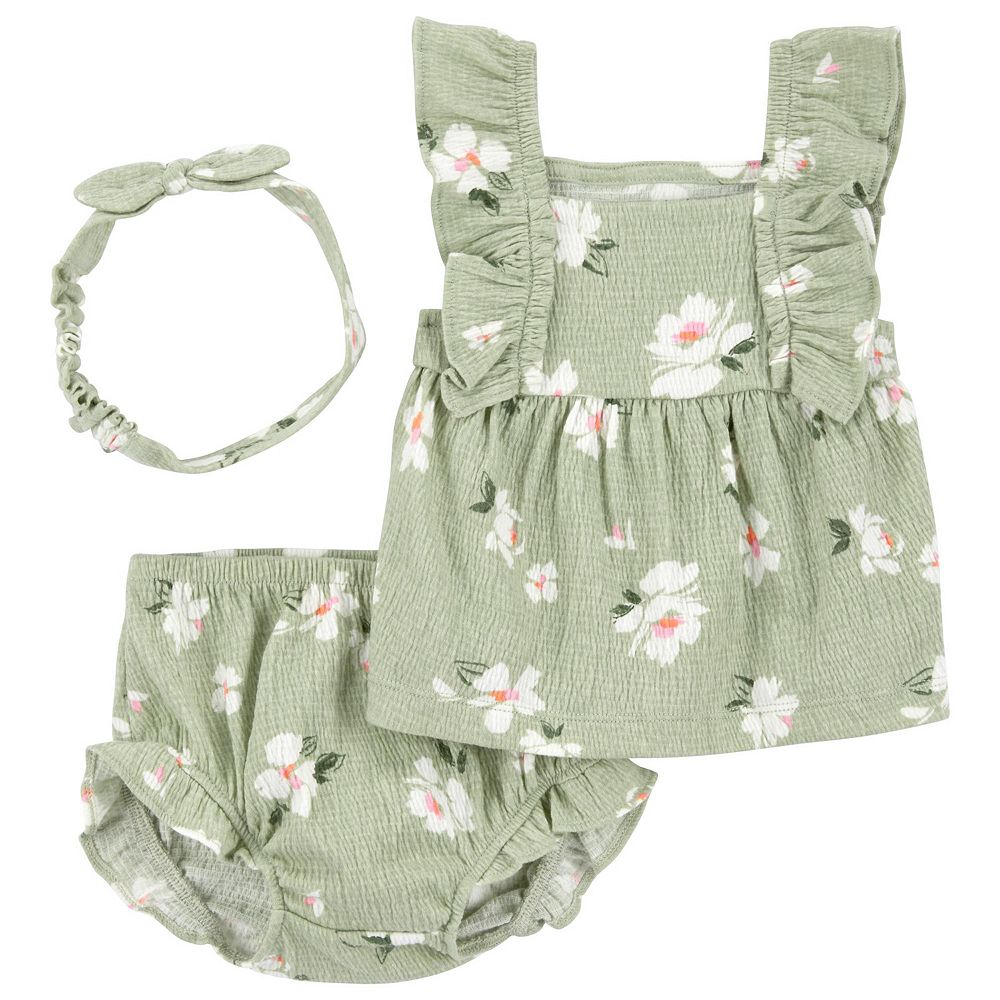 Carter's Toddler Girl 2-Piece Floral Top & Short Set - Green