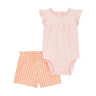 Baby Girl Carter's 2 pc Gingham Bodysuit & Short Set