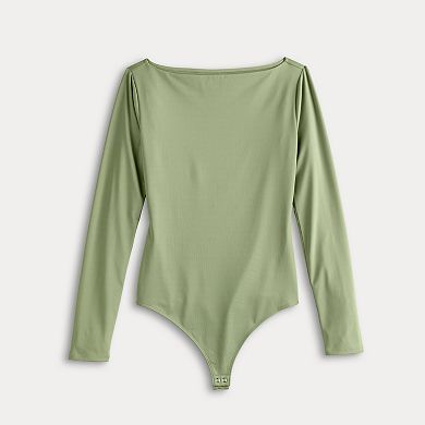 Women's Nine West Sculpt Long Sleeve Boat Neck Bodysuit