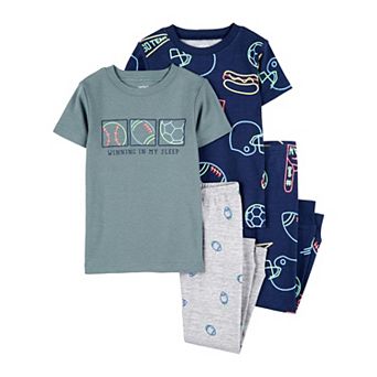 Toddler Boy Carter's 4 pc Cotton Pajama Top & Pajama Pants Set