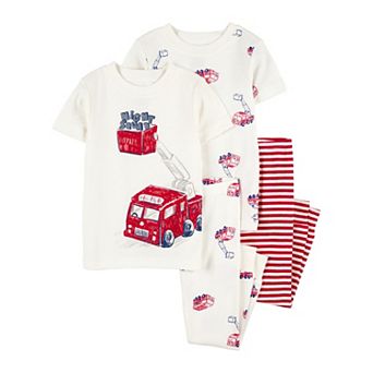 Baby Boy Carter's 4 pc Fire Truck Cotton Pajama Top & Pajama Pants Set