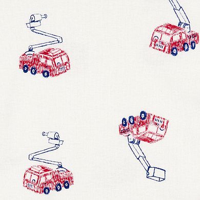 Baby Boy Carter's 4-Piece Fire Truck Cotton Pajama Top & Pajama Pants Set