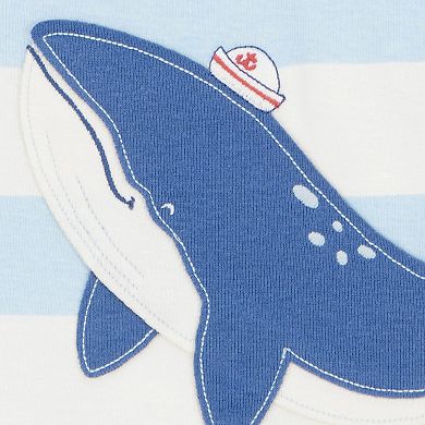 Toddler Boy Carter's 4-Piece Whale Striped Snug Fit Cotton Pajamas
