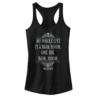 Juniors' Beetlejuice My Whole Life Is A Dark Room Quote Racerback Tank Top