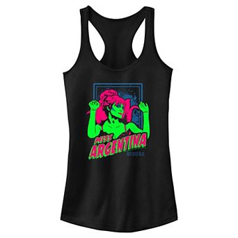 Juniors' Beetlejuice Miss Argentina Racerback Tank Top