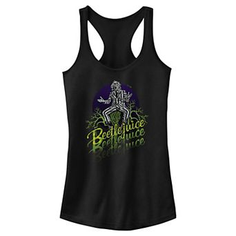 Juniors' Beetlejuice Green Logo Racerback Tank Top