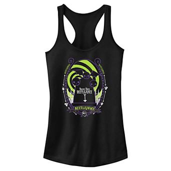 Juniors' Beetlejuice Tombstone Poster Racerback Tank Top
