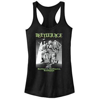 Juniors' Beetlejuice Black And White Classic Poster Racerback Tank Top