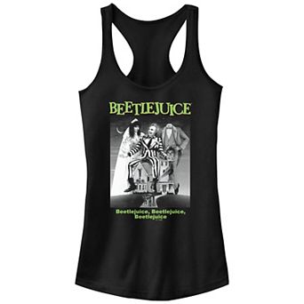 Juniors' Beetlejuice Black And White Classic Poster Racerback Tank Top