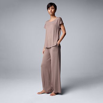 Women's Simply Vera Vera Wang 2 pc Pajama Top & Pajama Bottoms Set With Lace Trim