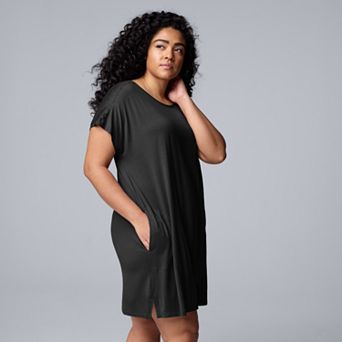Plus Size Simply Vera Vera Wang Short Sleeve Lace Trim Sleepshirt