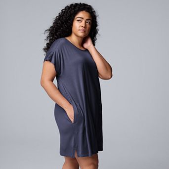 Plus Size Simply Vera Vera Wang Short Sleeve Lace Trim Sleepshirt