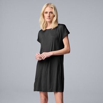 Women's Simply Vera Vera Wang Short Sleeve Lace Trim Sleepshirt