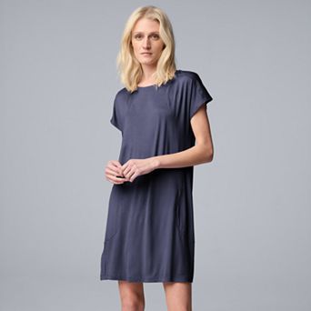 Women's Simply Vera Vera Wang Short Sleeve Lace Trim Sleepshirt