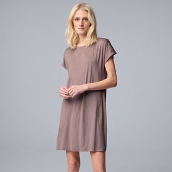 Women's Simply Vera Vera Wang Short Sleeve Lace Trim Sleepshirt