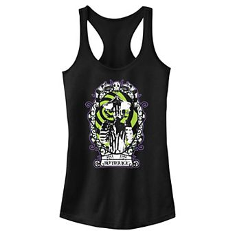 Juniors' Beetlejuice Circus Costume Framed Portrait Racerback Tank Top