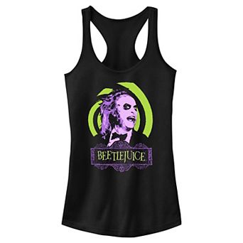 Juniors' Beetlejuice Green Swirl Racerback Tank Top