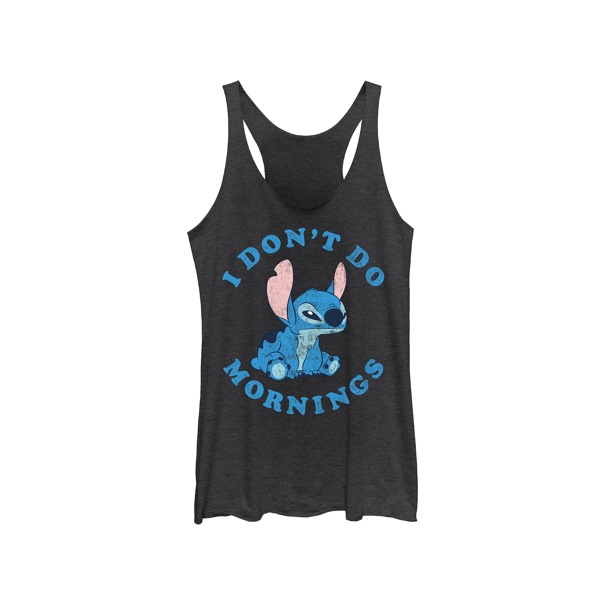 Disneys Lilo & Stitch I Dont Do Mornings Juniors Racerback Tank Top, Gir
