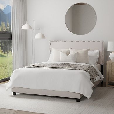 Hillsdale Furniture Willow Nail Head Trim Upholstered Bed Frame