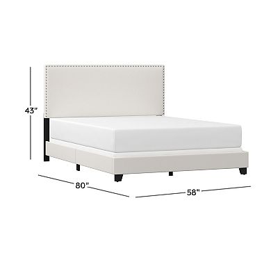 Hillsdale Furniture Willow Nail Head Trim Upholstered Bed Frame