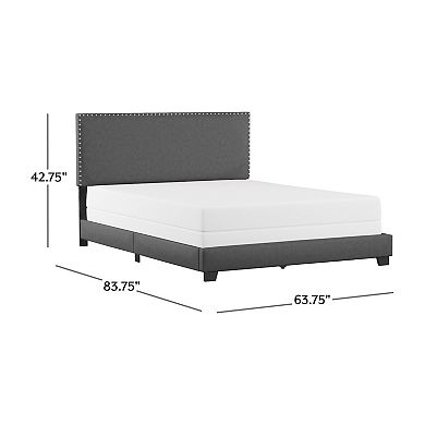Hillsdale Furniture Willow Nail Head Trim Upholstered Bed Frame