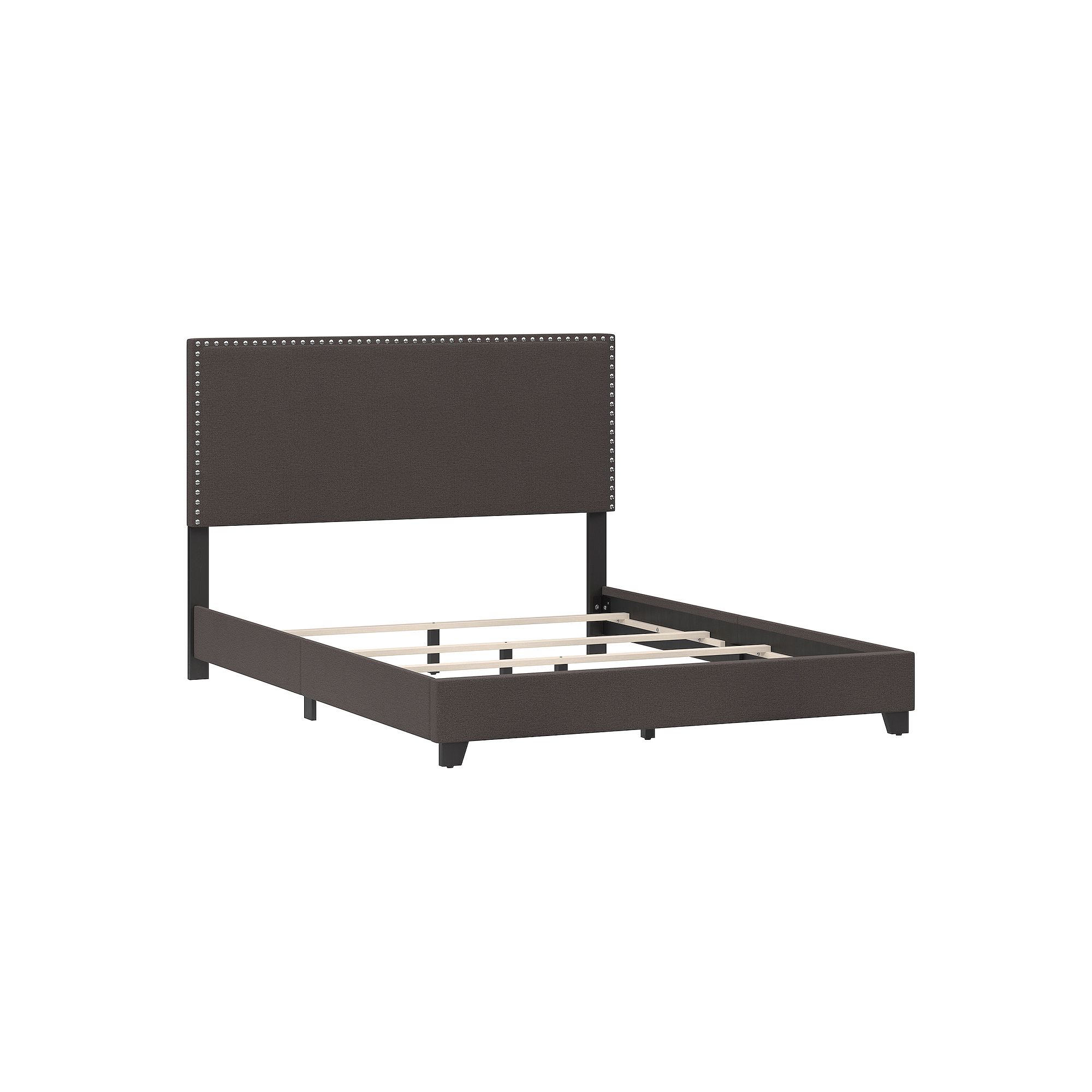 Hillsdale Furniture Willow Nail Head Trim Upholstered Bed Frame, Grey