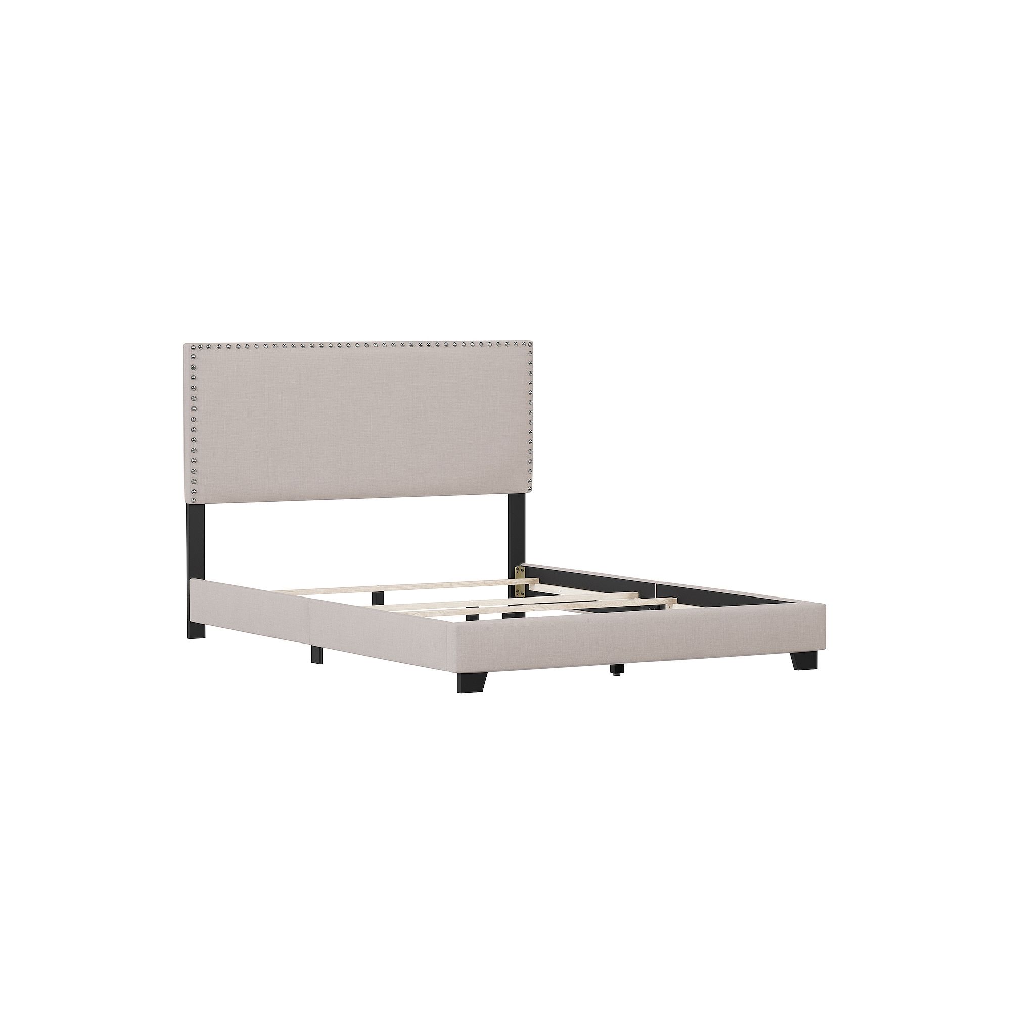 Hillsdale Furniture Willow Nail Head Trim Upholstered Bed Frame, Fog