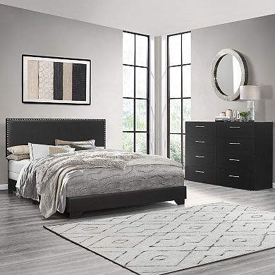 Hillsdale Furniture Willow Nail Head Trim Upholstered Bed Frame
