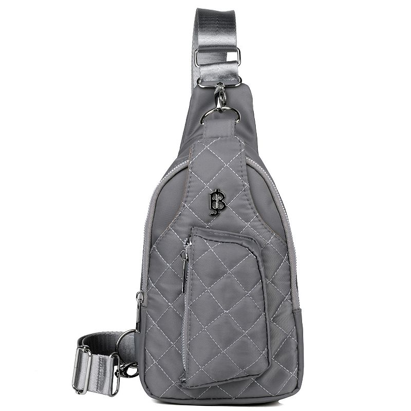 Women's Julia Buxton Nylon Quilted Sling Bag, Gray