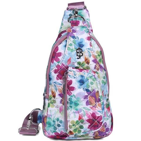 Women's Julia Buxton Nylon Quilted Sling Bag - Watercolor Floral