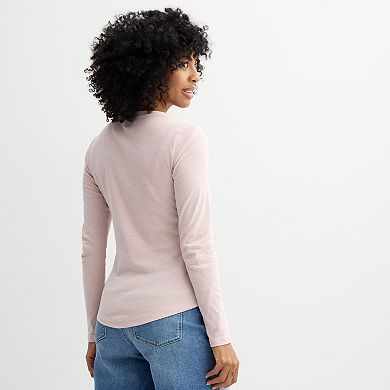 Women's Sonoma Goods For Life Snap V-Neck Henley Long Sleeve Top