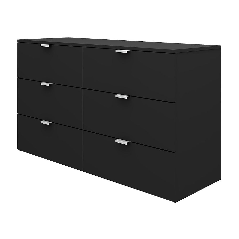 Hillsdale Furniture Delmar Wood 6 Drawer Dresser with Metal Handles Matte Black