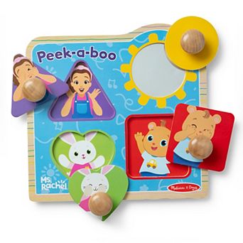 Melissa & Doug Ms. Rachel™ Wooden Peek-a-Boo Jumbo Peg Puzzle