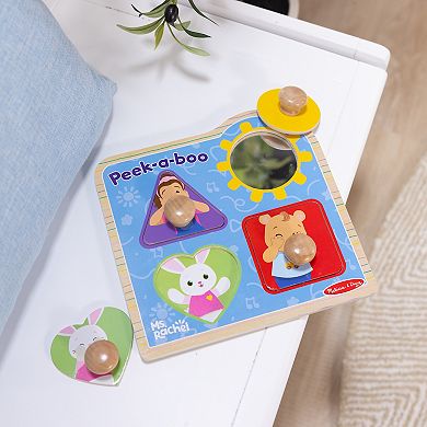 Melissa & Doug Ms. Rachel™ Wooden Peek-a-Boo Jumbo Peg Puzzle